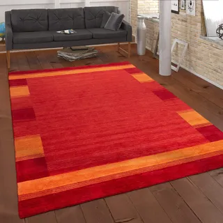 Paco Home Teppich Wohnzimmer Schlafzimmer Kurzflor Ethno Design Geometrisches Muster Handgearbeitet Gabbeh Moderne Deko, Grösse:240x340 cm, Farbe:Terracotta 5