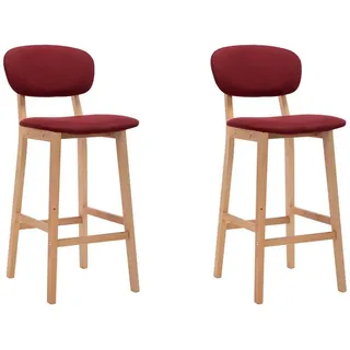 furnicato Barhocker 2er Set Barstühle 45x47x92 cm Weinrot mit Massivholz-Beinen (1 St), Gepolsterte Tresenhocker mit integrierter Fußstütze für das Büro rot
