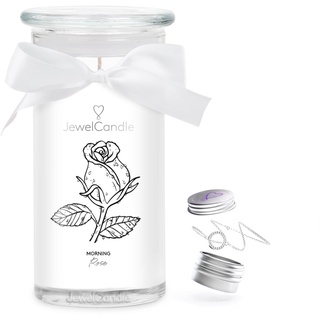 JuwelKerze Morning Rose Armband Silber - große Schmuckkerze 80 Std - Duftkerze mit blumigem Duft - Kerze mit Schmuck - Geschenke für Frauen, Geburtstag