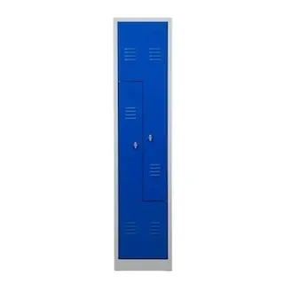 PROREGAL Garderobenspind Camel | 2-Fächer-Z-Design| HxBxT 180x41x50 cm | Vorhängeschloss | Grau-Blau