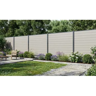 Heiligendamm 179 x 180 cm - WPC Sichtschutzzaun Set mit 12 Lamellen, Charcoal - WPC Sichtschutzzaun für Garten - co-extrudierter WPC Zaun