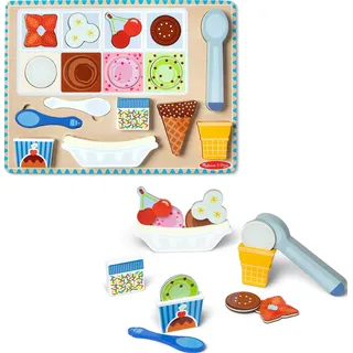 Melissa & Doug - Magnetisches Puzzle-Spielset aus Holz mit Eiscreme, 16 Magnetteile mit Eisportionierer, Spielnahrungsmittel-Spielzeug aus Holz für Jungen und für Mädchen ab 2 Jahren