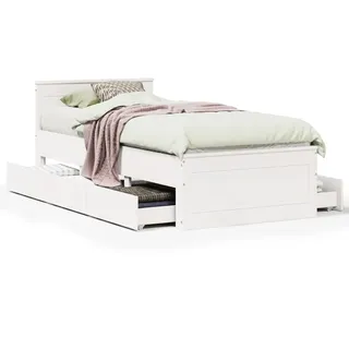 vidaXL Massivholzbett ohne Matratze mit Kopfteil 90x200 cm Weiß