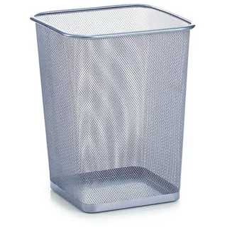 Basera® Papierkorb Papierkorb Mülleimer für Büro, Bad, Jugendzimmer & Kinderzimmer, 25,5 Liter, 26,8 x 26,8 x 35,5 cm, Metallgeflecht, quadratisch, silber silberfarben