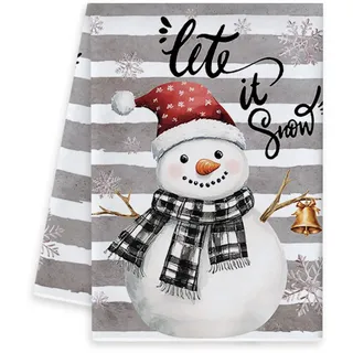 FANSU Geschirrtücher Weihnachten 2er Set, Geschirrtuch Saugfähig Küchenhandtuch Fusselfrei Küchentücher Trockentücher Dicke Weich Küchenhandtücher Geschirrhandtücher (Weihnachtsglocken,40x60cm)