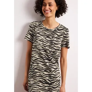 STREET ONE Shirtkleid Knielanges Sommerkleid mit Animal-Print braun 42 EU