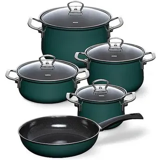 RIESS Nouvelle Emaille Topf-Set 5-tlg. Kochtopf + Pfanne