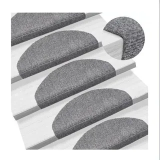 Belfoyer Treppenstufenmatten selbstklebend 65x25cm 15er Set Stufenmatten schalldicht Treppenschutz Schutz für Senioren Kinder Hunde (Halbkreis 15 Stück, Grau)