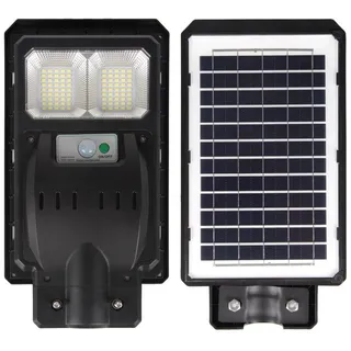LED Solar Gartenleuchte 6000K Kaltweiß 1200lm 100W 120° IP65 PIR Bewegungsmelder Mastleuchte Schwarz - Schwarz