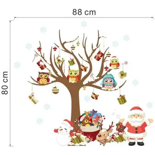 Cover-Discount, Wandtattoo, Wand Sticker Tattoo Aufkleber Weihnachtsbaum und Santa (80 x 88 cm)