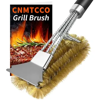 Grillbürste Messing 3in1 Schaber für Gas-, Holzkohle- und Elektrogrill Reiniger