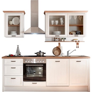 Kochstation Küche Jasmin, 230 cm breit, wahlweise mit oder ohne E-Geräte weiß 230 cm x 60 cm