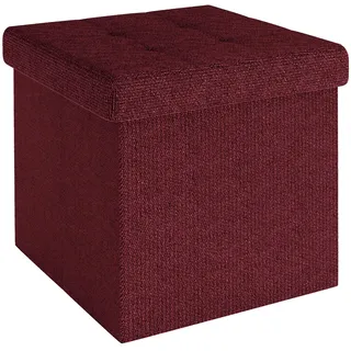 Intirilife Sitzwürfel Faltbar Leinen 30 x 30 x 30 cm Kirschrot