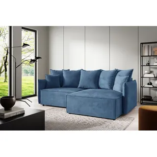 Fun Möbel Eckcouch Stoff 2-Sitzer Blau