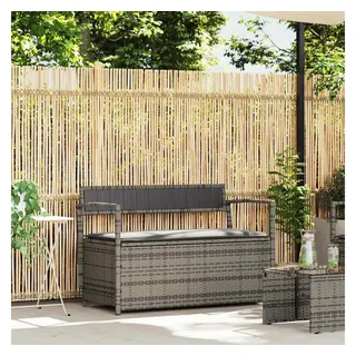 furnicato Gartenbank mit Stauraum 111,5x54x74 cm Grau aus PE-Rattan grau 111.5 cm x 74 cm x 54 cm