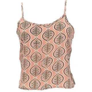 Guru-Shop T-Shirt Kurzes Boho Trägertop, luftiges Saree Top -.. Festival, Ethno Style, alternative Bekleidung braun|rosa L