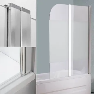 MuCoLa Badewannenaufsatz ESG Glas Duschtrennwand Badewannenfaltwand Duschwand - 141x117cm