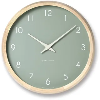 Lemnos Wanduhr Campagne Couleur grün/Designer Wanduhr ohne Tickgeräusche aus Japan/Wanduhr modern mit schleichender Sekunde/Küchenuhr, Uhr Wohnzimmer/Clock - Farbe grün