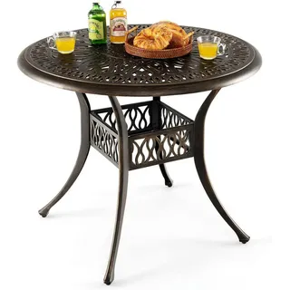 Costway Gartentisch Ø 90 x 74 cm Braun
