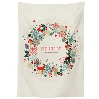 Abakuhaus Tischdecke Farbfest Waschbar Für den Außen Bereich geeignet Klare Farben, Weihnachten Vintage Garland bunt 140 cm x 170 cm