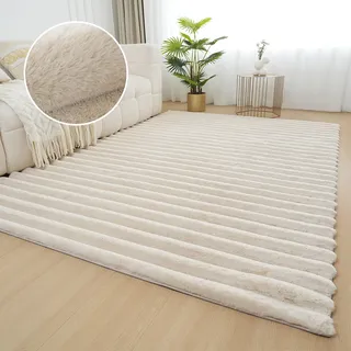 OTTO home Teppich OTTO HOME "Melanie, Kunstfellteppich, besonders weich, Hoch-Tief-Effekt" Gr. 1, beige (natur), B:60cm H:28mm L:90cm, Kunstfaser, Teppiche, Teppich, Kaninchenfell Optik, Wohnzimmer, Schlafzimmer, auch als Läufer