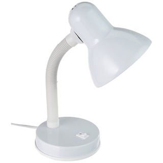 EGLO Tischlampe Basic, 1 flammige Tischleuchte, Schreibtischlampe aus Stahl und Kunststoff, Farbe: Weiß, Fassung: E27