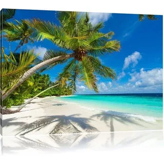 Famanu XXL Strandbild auf Leinwand gerahmt - Wandkunst für Wohnzimmer und Schlafzimmer - 120x80 cm
