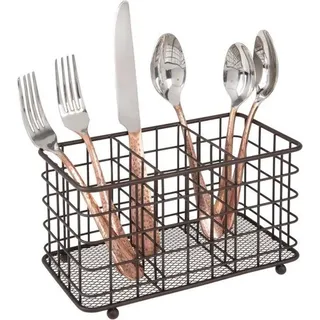 Famanu Besteckbox aus Edelstahl mit 3 Fächern - Metall Besteckhalter für Küche oder Camping