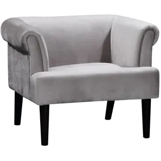 OTTO home Sessel Charlie Samt 86 x 70 x 74 cm Grau mit Wellenunterfederung