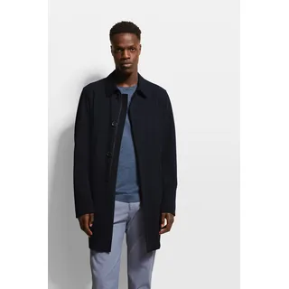 Kurzmantel BUGATTI, Herren, Gr. 50, blau (marine), 66% Polyester, 28% Viskose, 6% Elasthan, unifarben, elegant, slim fit, Langarm normaler Saum, Mäntel, mit Leistentaschen