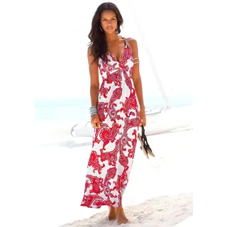 Maxikleid LASCANA Gr. 34, N-Gr, weiß (rot, weiß, bedruckt) Damen Kleider Strandkleider mit verstellbarem Ausschnitt, Sommerkleid, Strandkleid Bestseller