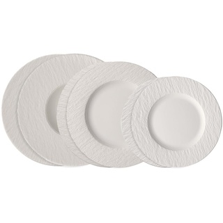 Villeroy & Boch - Manufacture Rock blanc Teller-Set, 6 tlg., Geschirr Set für 2 Personen, Premium Porzellan, Weiß
