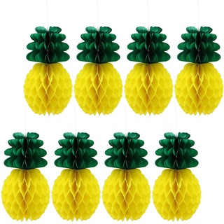 SRJE 8 stücke Ananas Wabenball Papier Sommer Deko Flamingo Party Hawaii Tropische Früchte Papier Ananas Deko Tropische Sommer für Hochzeitsfeier Dekoration Papierlaternen Ananas Hängende