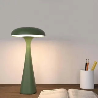 AoLa Tischlampe Kabellos LED Pilzlampe Akku Tischleuchte Dimmbare mit Touch Control Pilz Lampe USB Aufladbar Batterie Nachttischlampe Ohne Kabel Flowerpot Lampe Innen Außen Tragbare Nachtlicht,Grün