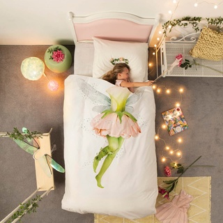 Snurk® - Kinder Bettwäsche Set, Fairy Bettwäsche, 135 x 200 cm, inkl. 1 Kissenbezug 80 x 80 cm, aus 100% Bio-Baumwolle