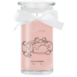 Juwelkerze Duftkerze Duftkerze Fluffy Strawberry & Cheesecake - 400g (Schmuck) (1-tlg), Brenndauer 80 Stunden, Duftkerze Süß rosa