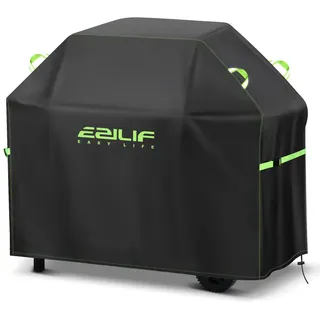 Ezilif Grillabdeckung Wetterfest Grill Abdeckung 420D 145x60x120cm | Grill Abdeckhaube Wasserdicht Reißfest, Grillhaube Gasgrill Abdeckung mit reflektierenden Griffen für Weber/Enders/Char Broil
