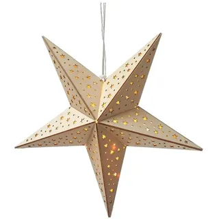 MARELIDA LED Holzstern mit Sternenmotiv Weihnachtsstern D: 40cm in natur | Gr.: onesize