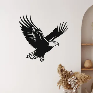 GRAZDesign Wandtattoo Adler Weißkopfseeadler Eagle Wandaufkleber Wohnzimmer Küche Flur - selbstklebende Vinylfolie - 31x30cm / schwarz
