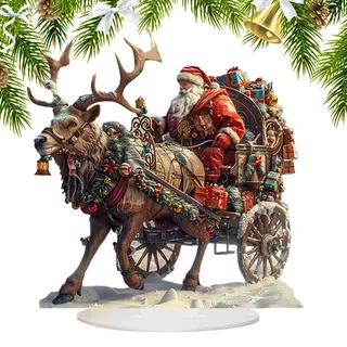 Weihnachts Weihnachtsmann Figur 15x15cm Weihnachtsszene Rentier Dekoration Flache Acryl Anhänger Mit Saison Motiven Für Fenster Bank Schreibtisch Deko Winterliche Festtage Stimmung Geschenk