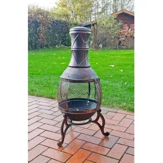GartenHero Feuerschale Terrassenofen Terrassenkamin Feuerkorb Gartenkamin Terrassenfeuer braun