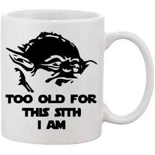 Blondie & Brownie Tasse Old Sith Tasse Keramikbecher mit Spruch Print Retro SciFi Motiv, 1-tlg., Keramik, Old Sith Weiser Meister Spruchbecher Retro weiß 500 ml