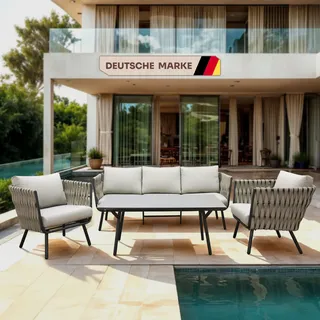 Lounge Set Alu Gartenmöbel Set Garten Garnitur Sitz Gruppe 5 Sitzer Dining XL