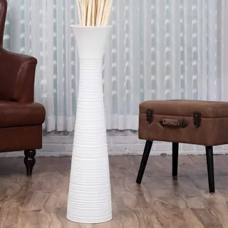 Leewadee Große Bodenvase 85 cm Mangoholz für Pampasgras & Trockenblumen