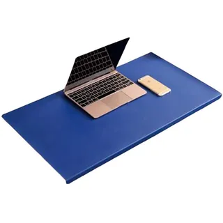 Rutschfeste Schreibtischunterlage mit Kantenschutz, Schreiben Matte für Computer Tastatur PC und Laptop, Wasserdichte PU Leder Groß Mauspad Tischunterlage Tischschoner,Blau,100X60cm