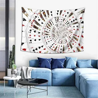 Tizhweqo Wandteppich 3D Spielkarten, Wandbehang Gross Lässiges Thema, Wandtuch Spielkarten Tapisserie Tapestry für Schlafzimmer Wohnzimmer Wohnheim Deko 130x150 cm D1070