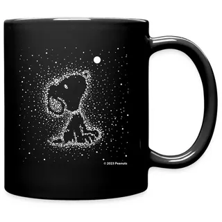 Spreadshirt Tasse Peanuts Snoopy Schaut In Den Sternenhimmel Tasse Einfarbig, Keramik schwarz