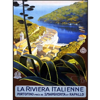Wee Blue Coo Travel Italian Riviera Portofino Harbour Sea Italy Vintage Art Print Poster Wall Decor Kunstdruck Poster Wand-Dekor-12X16 Zoll