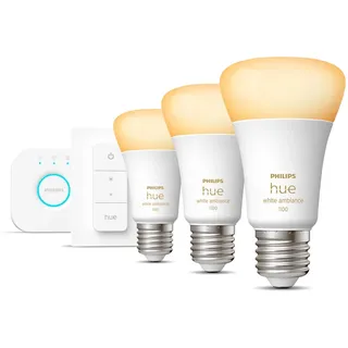 Philips Hue White Ambiance E27 1100 lm Starter-Set 8 W 3 Stk. + Dimmschalter
