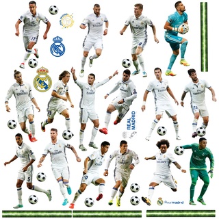 39 tlg. Set XL Wandtattoo/Sticker " Fußball Mannschaft - Real Madrid - Club de Futbol/FCM - Fußballverein " - zum Spielen & als Deko - Wandsticker - A..